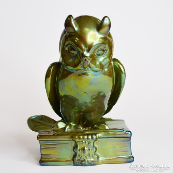 Zsolnay eozin glazed porcelain scientist owl