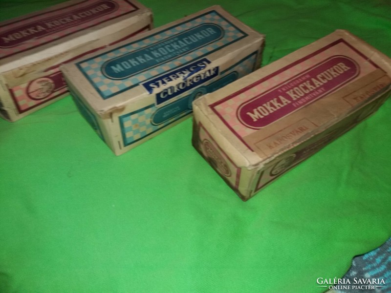 Antik Kaposvári és Szerencsi kocka - mokkás cukor dobozai a képek szerint CSAK egyben