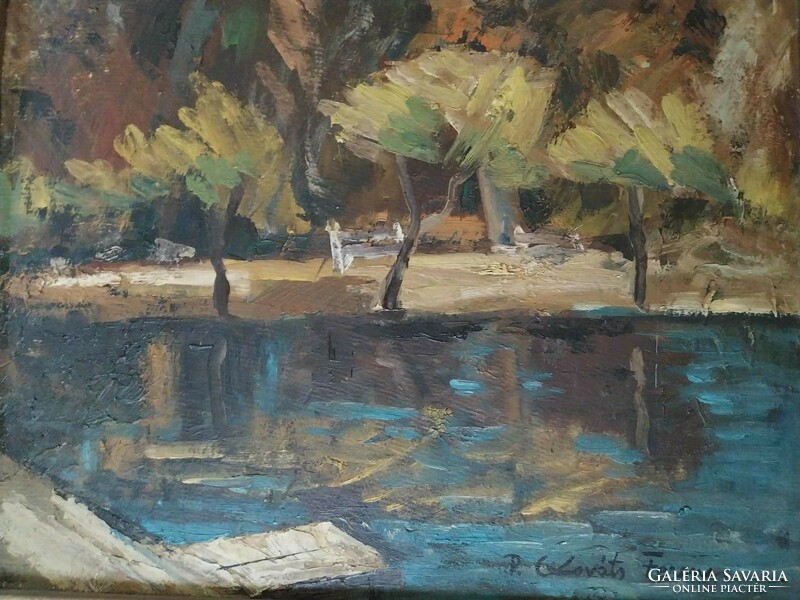 Ferenc P. Kováts - Bód lake, marked, original frame - Nagybánya painting