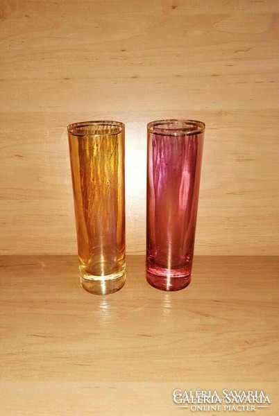 Retro Colorful Gold Edged Glass Tube Cup Pair 13cm (5 / k)