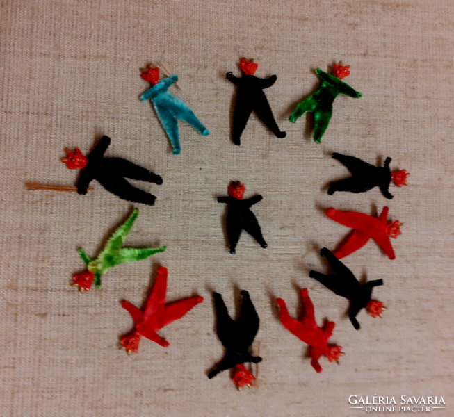 12 pcs. Retro handmade lead devil head Krampus figurines Christmas tree ornaments. /18/