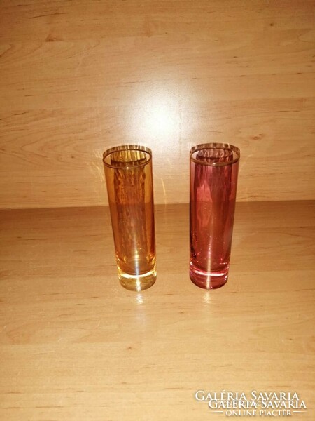 Retro Colorful Gold Edged Glass Tube Cup Pair 13cm (5 / k)