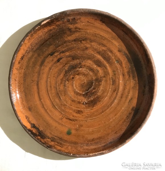 Partially unglazed ceramic table dish bowl