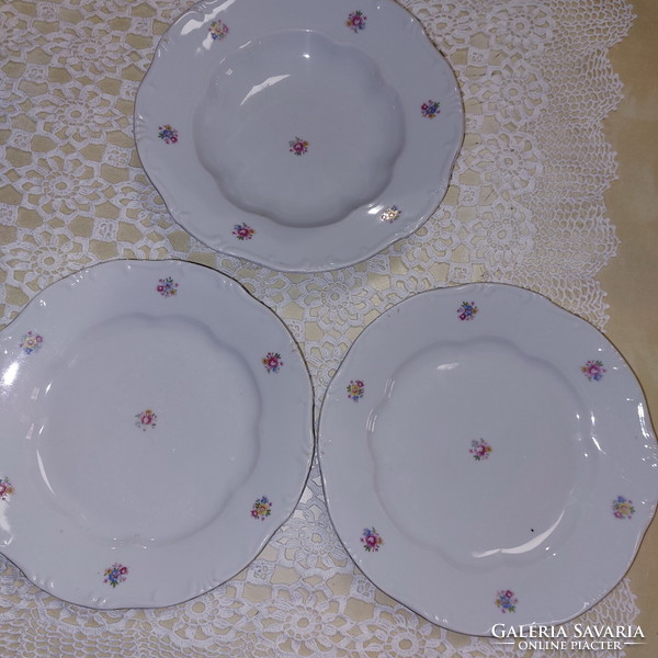 Zsolnay beautiful floral porcelain plates with gold edges