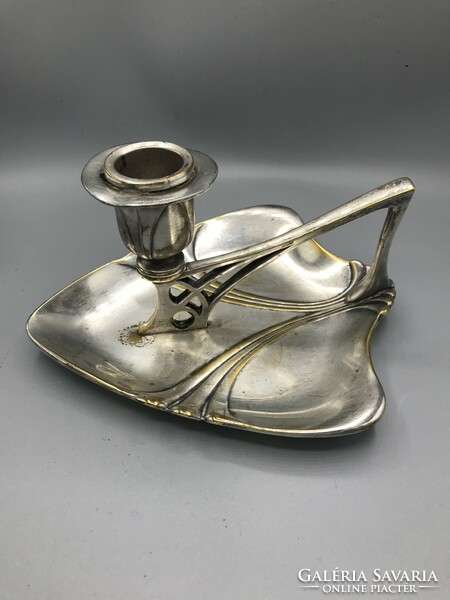 1900s art nouveau wmf hand candle holder, silver plated