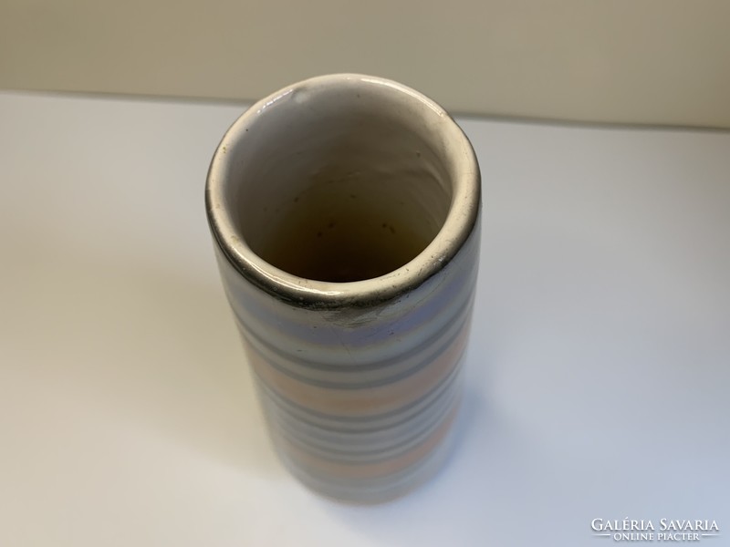 Retro ceramic striped iridescent luster vase with a small dent - 28.5 cm