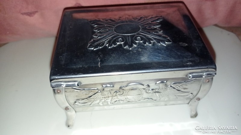 Embossed small metal box with griffins, cigarette box, jewelry box