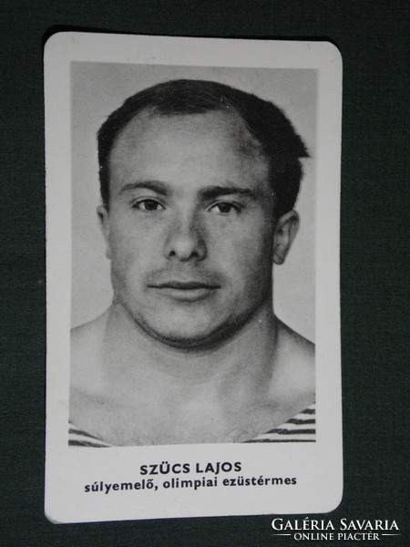 Kártyanaptár,Sportpropaganda,Olimpia bajnokok,Szücs Lajos súlyemelő ezüstérmes,1973,   (5)