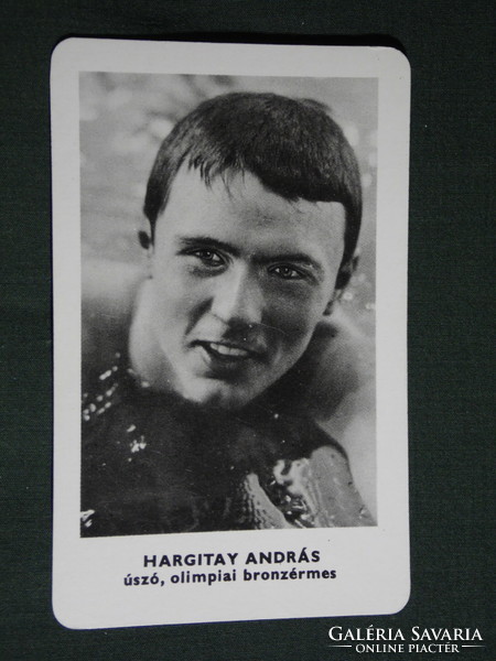 Kártyanaptár,Sportpropaganda,Olimpia bajnokok,Hargitay András úszó, bronzérmes, 1973,   (5)