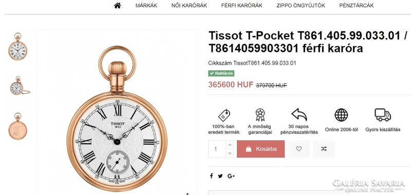 Új TISSOT Lepine RoseGold zsebóra, mechanikus, dobozában, kiváló ajándék!