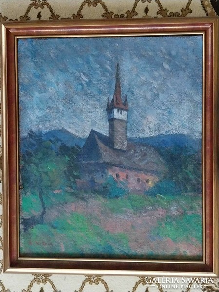András Mikola - Nagybánya church - featured in the auction