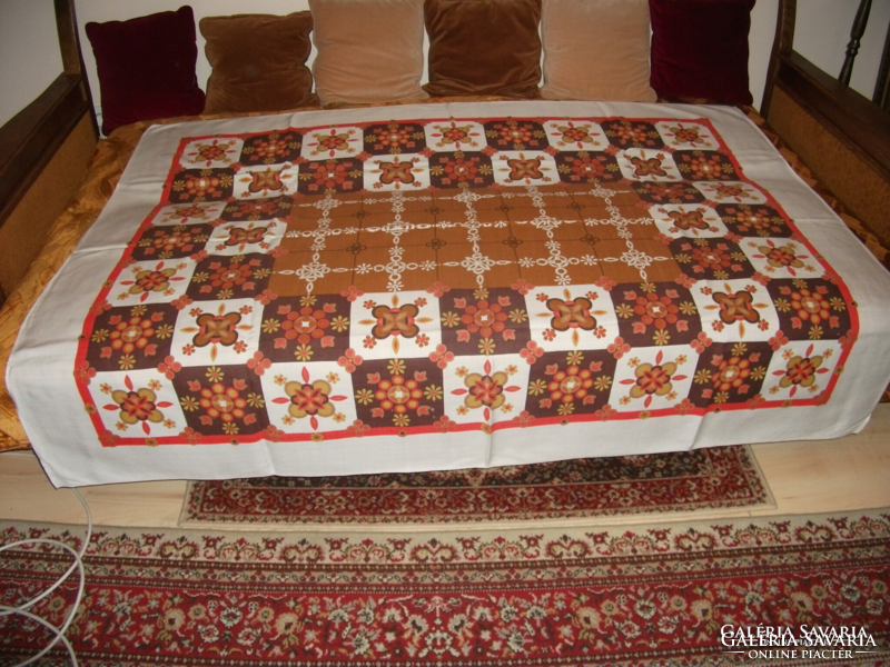 170 X 130 cm brown checked linen Australian tablecloth, unused