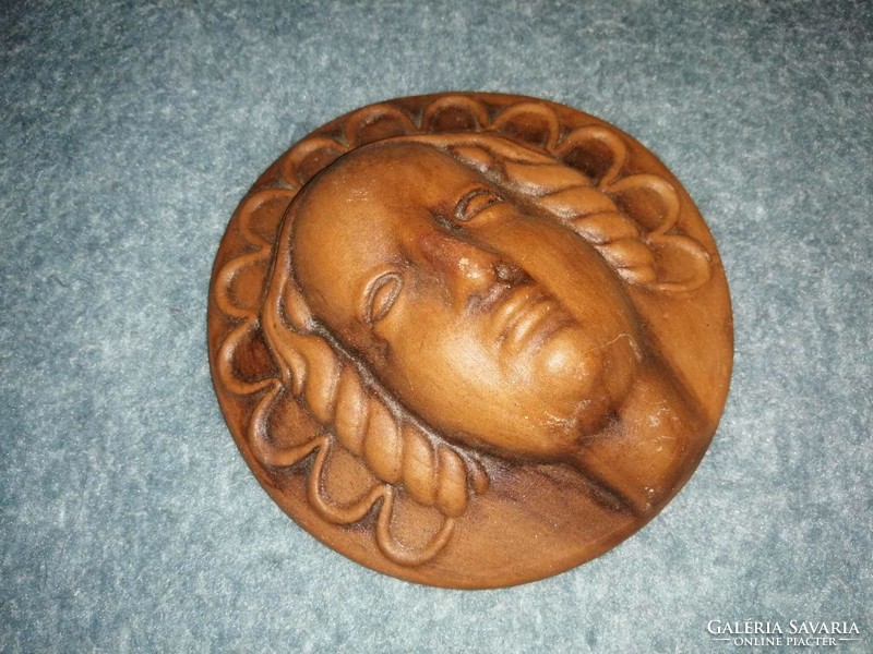 Retro craftsman ceramic small plastic female face wall decoration (a4)