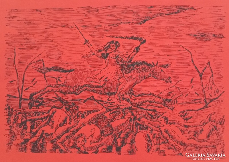 Henri Rousseau "La Guerre" eredeti posztimpresszionista litográfia, 1900-as évek eleje