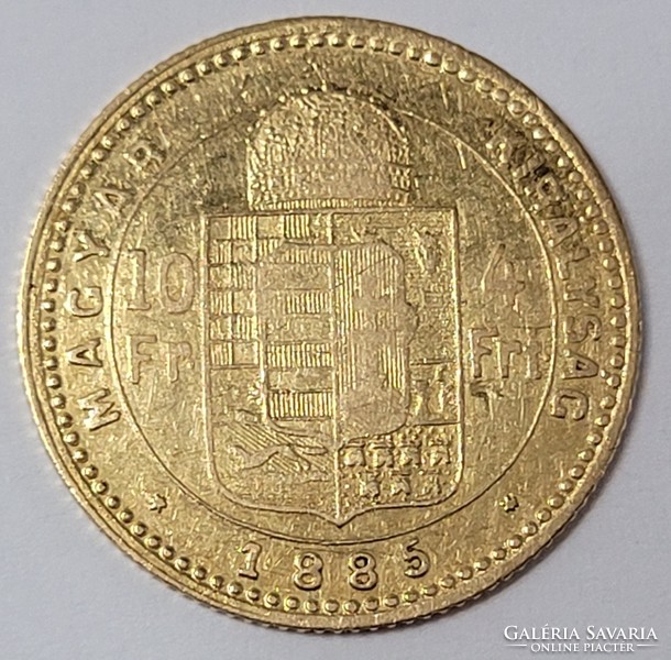 Arany 4 Forint / 10 Frank 1885 Ferenc József