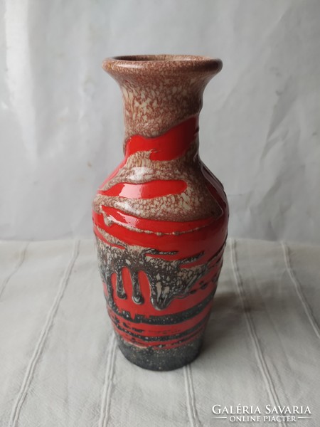 Industrial art retro multicolored vase with exciting decor, flawless, 25 cm