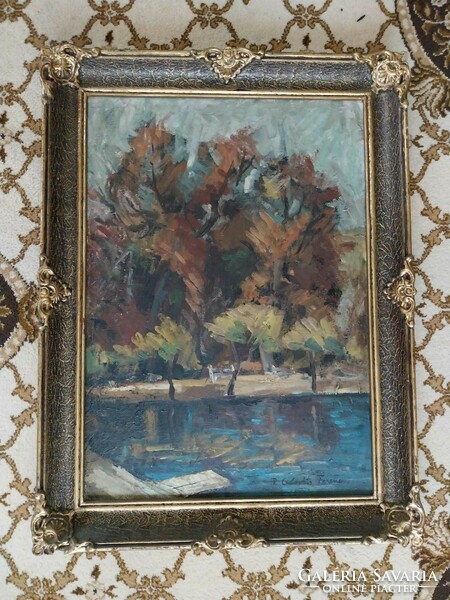 Ferenc P. Kováts - Bód lake, marked, original frame - Nagybánya painting