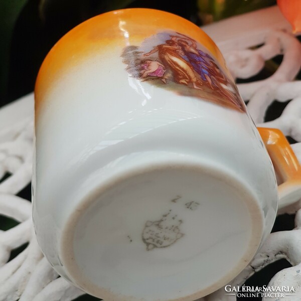 Zsolnay shield seal coffee cup with a mythological scene