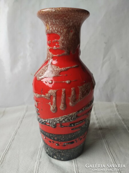 Industrial art retro multicolored vase with exciting decor, flawless, 25 cm