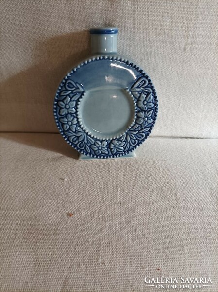 Antique blue porcelain brandy bottle with number