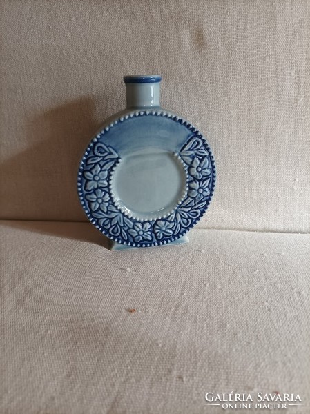 Antik kék porcelán pálinkás számozott kulacs