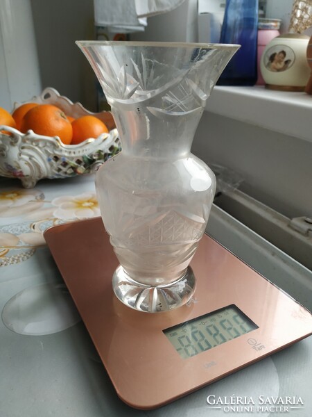 Ólomüveg váza eladó! Vastag üveg, metszett váza eladó!