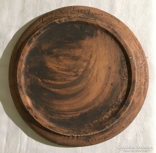 Partially unglazed ceramic table dish bowl