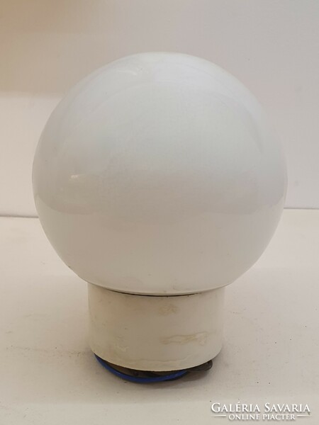 Milk glass spherical lamp shade, + plastic base