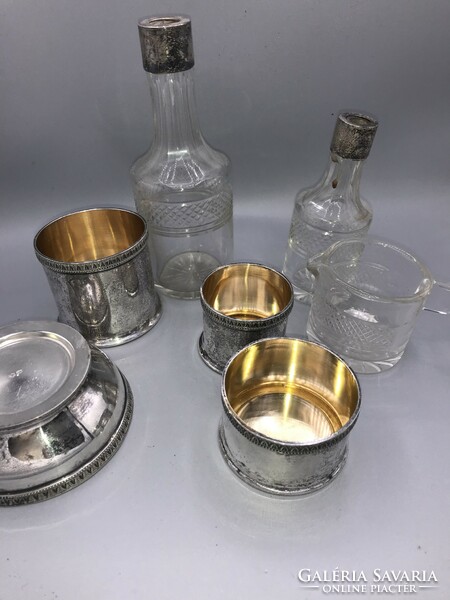 4 pcs.-Os table offering, dianas silver mark with glass insert
