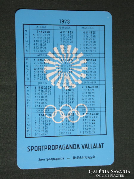 Card calendar, sports propaganda, Olympics, Duelist, Fenyvesi, Schmitt, Erdős, Kulcsár, Ostrich, 1973, (5)