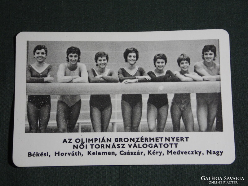 Kártyanaptár,Sportpropaganda,Olimpia,bronzérmes női tornász válogatott,Medvecky,Nagy,1973,   (5)