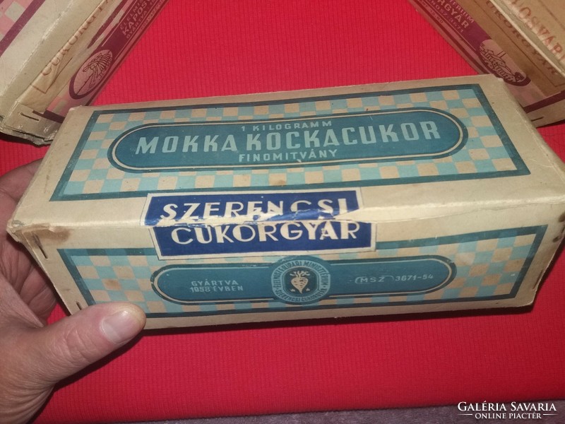 Antique Kaposvár and Szerencsi cube - mocha sugar boxes are only one according to the pictures