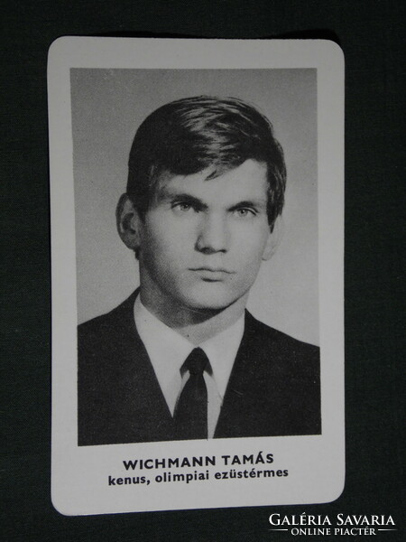Kártyanaptár,Sportpropaganda,Olimpia bajnokok,Wichmann Tamás kenus ezüstérmes, 1973,   (5)