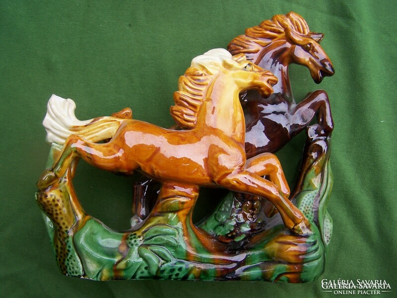 Austrian majolica equestrian statue