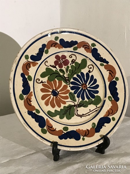 Folk ceramic wall plate-retro handpainted folk art wallplate