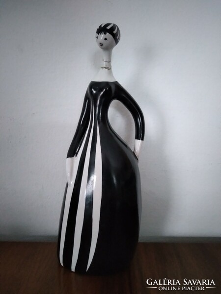 Art deco female figure in black and white dress from Bodrogkeresztúr (damaged, repaired)