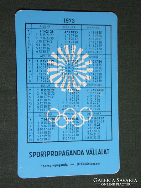 Card calendar, sports propaganda Olympic silver medalist quintet selected, Balczó, Bakó, Villányi, 1973, (5)