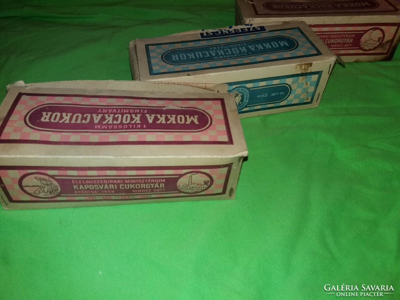 Antik Kaposvári és Szerencsi kocka - mokkás cukor dobozai a képek szerint CSAK egyben