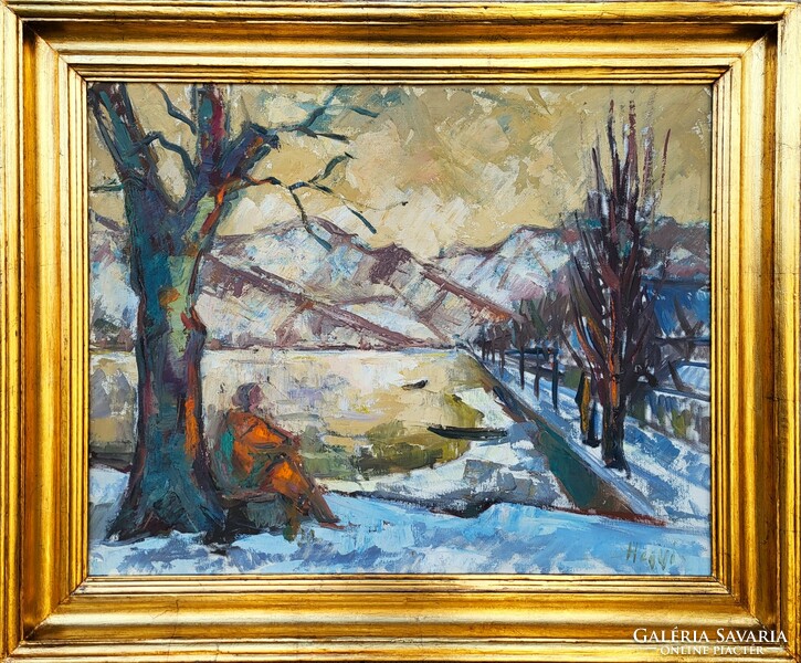 György Hegyi (1922 - 2001) Danube landscape c. Your painting with an original guarantee!