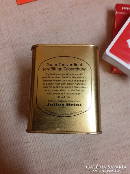 Old julius meinl record coffee box tea box paper bag and a deck of cards