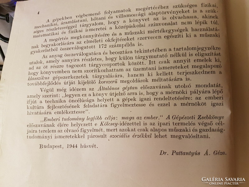 Egyetemi  tankönyv (műszaki)  Pattantyús  -1944-ből ) jó állapotu , szép lapokkal