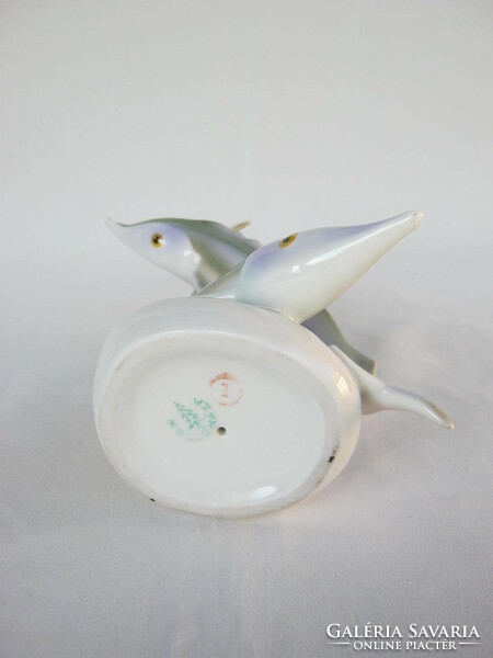 Pair of Hollóháza porcelain fish charms 23 cm