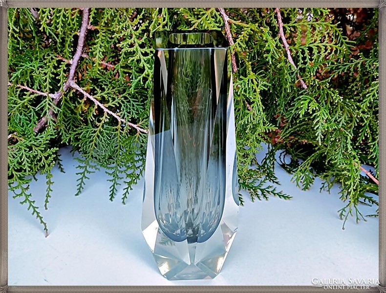 Olasz kézműves Murano Sommerso üveg váza