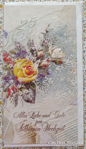 25th Wedding Anniversary Goodbye Postcard with Envelope Greeting Card Greeting Card Post Pure German