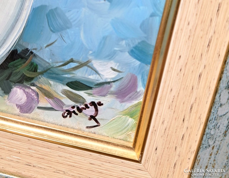 Czinege Zsolt: Virágcsendélet (olajfestmény keretben) zsűrizett alkotás, kortárs festő