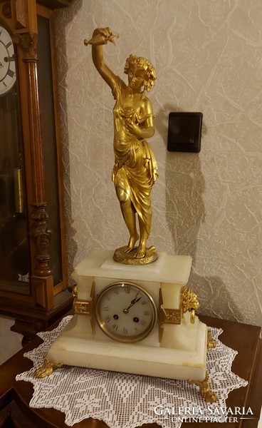 Antique empire fire gilded table clock!