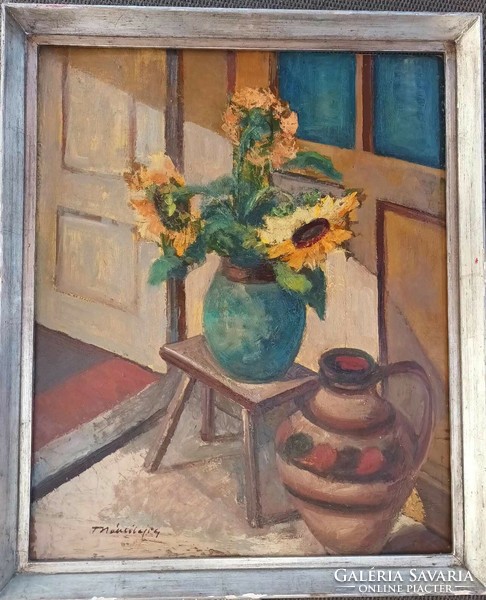 Sunflower still life - quality oil painting - marked