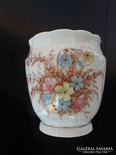 Antik  kézi festésű gyöngyös porcelán bögre