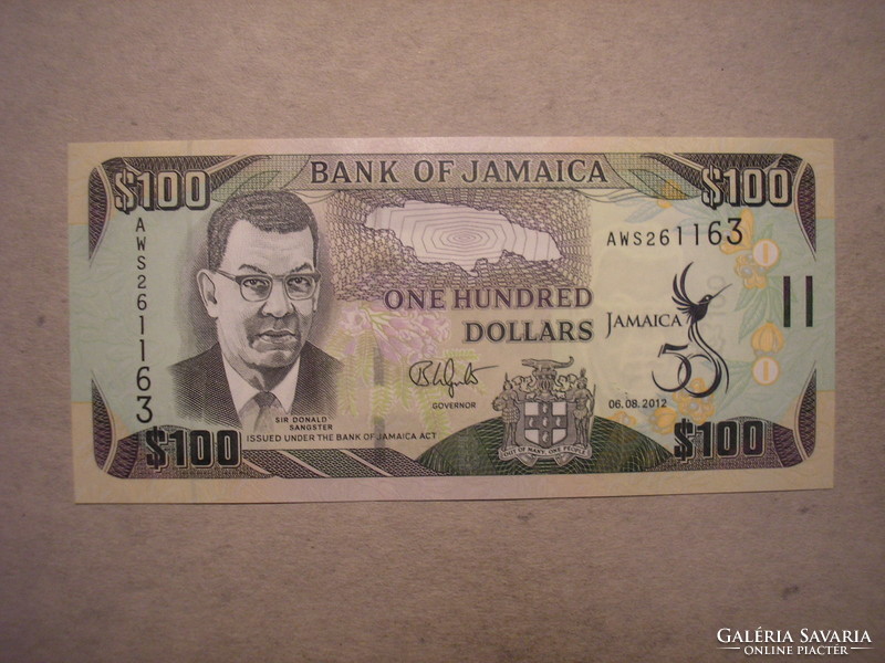 Jamaica-$100 2012 jubilee unc