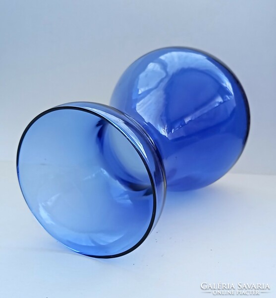Kék üveg jácint váza 15x7cm